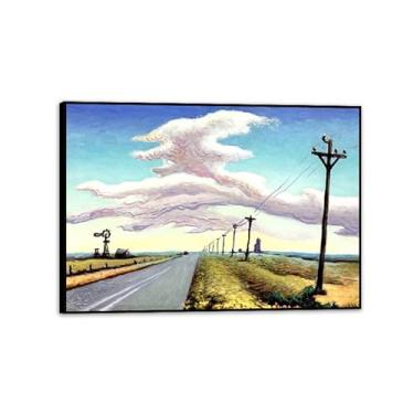Imagem de Thomas Hart Benton Impressão em tela Texas Panhandle Route pinturas famosas arte de parede Thomas Hart Benton pôster decoração de casa para quarto sala de estar escritório 100 x 70 cm (33 x 28 pol