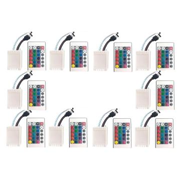 Imagem de Kit 10 Controles Rgb para Fita Led 5050 3528 + 10 Central Controladora Controlador