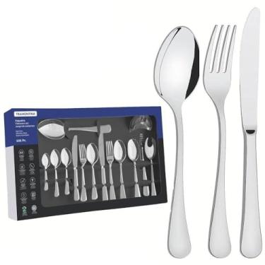 Imagem de Faqueiro Tramontina Zurique em Aço Inox com Facas de Mesa Acabamento Alto Brilho 101 Peças