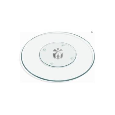 Imagem de Prato Giratório para Confeitaria, Base em Vidro e Metal, 30cm de Diâmetro, Transparente, Design Moderno para Bolos e Tortas