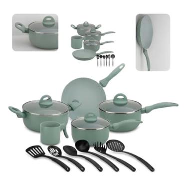 Imagem de Jogo De Panelas Antiaderente- Tampa De Vidro Cerâmica 14 Pçs