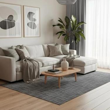 Imagem de Tapete de Sala Napoli 2,00 x 3,50 Antiderrapante Cinza