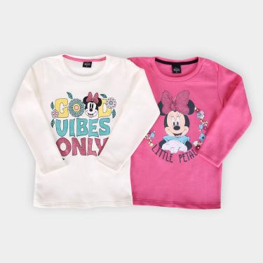 Imagem de Kit Blusa Moletom Infantil Disney Manga Longa Minnie Mouse Menina - 2 Peças-Feminino