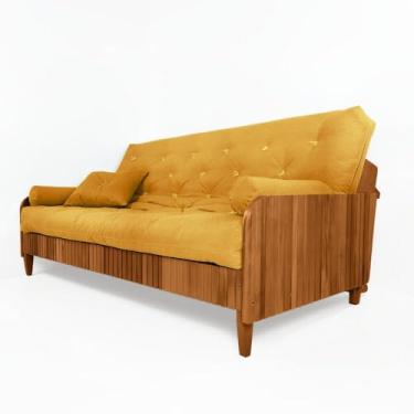 Imagem de Sofá Cama Paris Ii Ripado Acquablock Madeira Maciça Natural - Amarelo