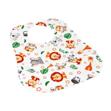 Imagem de Babador Impermeável para Bebê com Bolso Porta Migalhas, Regulagem com Fixadores, PVC, BPA Free, Atóxico, 30x35cm, 6 Meses a 2 Anos (Laranja Safari)