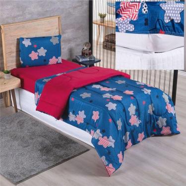 Imagem de Kit Coordenado Edredom Com Lençol Solteiro Alegria - Star - 100% Poliéster