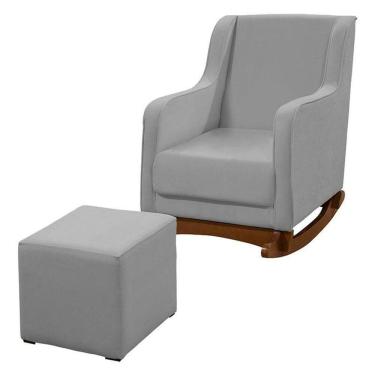 Imagem de Poltrona Amamentação Aquila Plus Com Puff Veludo Cinza - Fratello