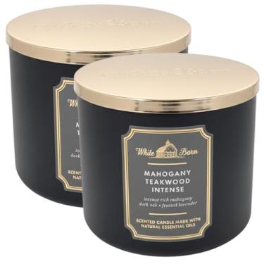 Imagem de Bath & Body Works Vela branca de 3 pavios em madeira de mogno de alta intensidade (pacote com 2)