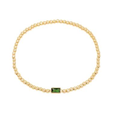 Imagem de Pulseira de pedra do mês de nascimento delicada para mulheres – Pulseiras elásticas modernas de amizade joias de aniversário presentes para aniversário, Natal, Dia dos Namorados, One Size, Aço de