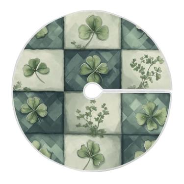 Imagem de ATTX Saia de árvore xadrez verde de São Patrício 120 cm, enfeites de árvore de Natal, para decoração de feriado do dia de São Patrício (464)