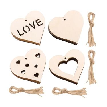 Imagem de oshhni Conjunto de 40 Corações de Madeira Decorativos com Cordas, Corações Inacabados para Artesanato, Enfeites de Coração para Casamento e ação de Graças