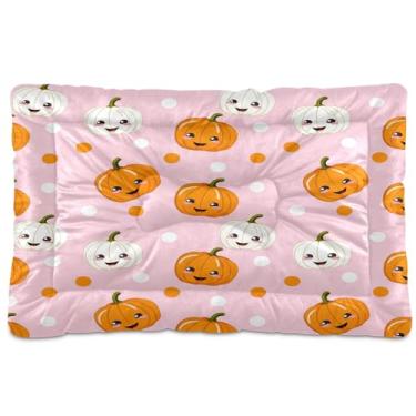 Imagem de SEHANY Cama de Halloween Pumpkins para cães e gatos com fundo antiderrapante, caixa de canil, colchão macio para animais de estimação, lavável para cães pequenos, médios e grandes, gatos, 91 x 61 cm