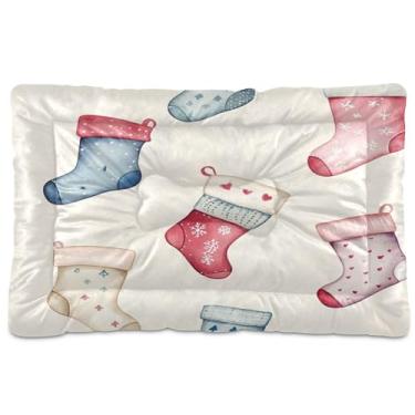 Imagem de SEHANY Cama de Natal para cães e gatos com fundo antiderrapante, cama de canil, colchão macio para animais de estimação, lavável para cães pequenos, médios e grandes, gatos, 45,7 x 61 cm