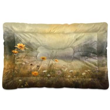 Imagem de SEHANY Cama para cães e gatos com flores silvestres coloridas com fundo antiderrapante, cama de canil, colchão macio para animais de estimação, lavável para cães pequenos, médios e grandes, gatos, 91