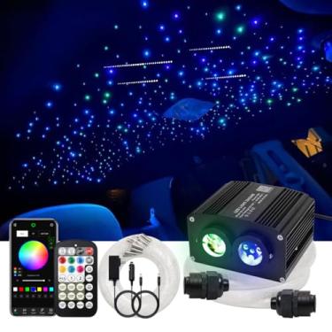 Imagem de AZIMOM 800 peças de cor dupla 0,12 cm 4 m de fibra óptica cintilante Starlight Headliner+ Meteoro branco puro 240 peças estrela cadente, modo de som e controle remoto 2 em 1 kits de meteoros Starlight