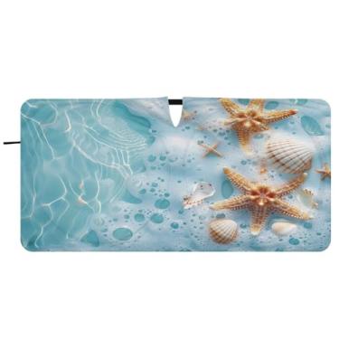 Imagem de Blueangle Para-brisa estrela do mar e coral - 149.9 cm x 76.2 cm dobrável carro janela dianteira para-sol blocos raios UV viseira solar (776)