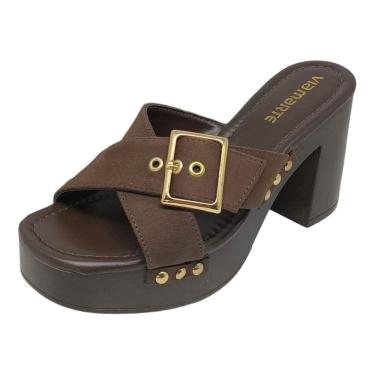 Imagem de Tamanco Feminino Confortável Solado Amadeirado Via Marte