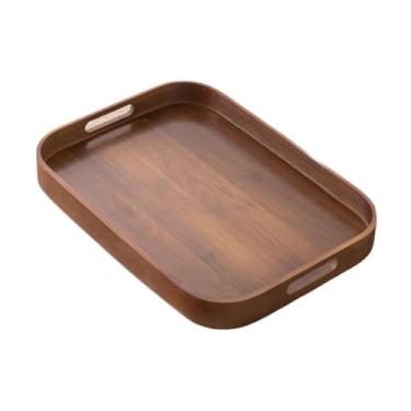 Imagem de Generic Bandeja de bambu para servir frutas com alças, ideal para decoração de casa, mesa de centro, prato para chá, bolo e bebidas. Perfeita para, L