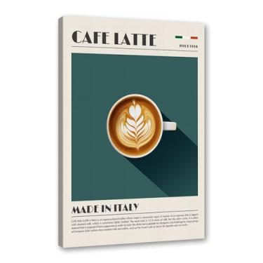 Imagem de Coffee Prints Cafe Latte Espresso Cappuccion Americano Cafe Poster Decoração de Cozinha Pintura em Tela Presente Decoração de Sala de Jantar (SKU1,20.3x30.5 cm = (20x30cm), Emoldurado (Tela Embrulhada