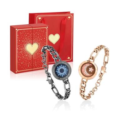 Imagem de TOTWOO Pulseiras De Toque Para Casais, Vibração E Iluminação Para Casais Apaixonados, Presentes Para Relacionamentos De Longa Distância Para Amigos, Joias De Emparelhamento Bluetooth