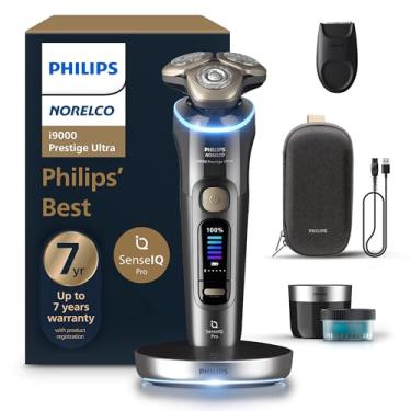 Imagem de Philips Norelco Shaver i9000 Prestige Ultra, Barbeador elétrico úmido e seco, ardósia escura, tecnologia SenseIQ Pro, sistema de elevação e corte triplo, lâminas de precisão NanoTech rotativas 360