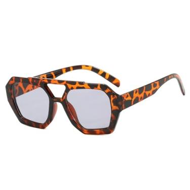Imagem de Óculos de Sol Femininos com Ponte Dupla em Cores Vibrantes, Proteção UV400 e Design Masculino para Esportes ao Ar Livre, Corrida e Ciclismo, Estampa de Leopardo Cinza Claro
