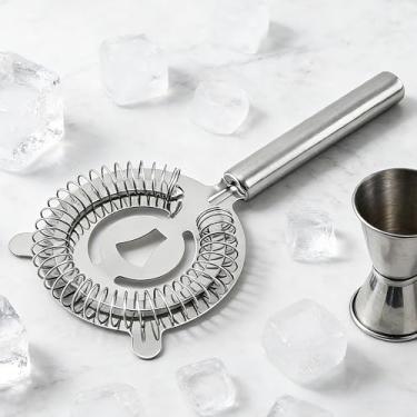 Imagem de Coador de coquetel de aço inoxidável com alça de tubo filtro de barra de malha fina para bartenders e uso doméstico