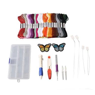 Imagem de Ainoli kit de linha de bordado colorido diy kit de fio de ponto cruz com agulhas threaders para pulseiras decoração artesanal