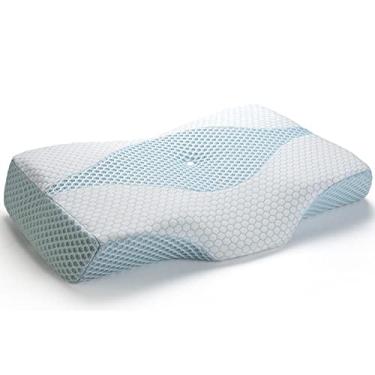 Imagem de SPXMQSS Travesseiros ergonômicos para dormir de lado, travesseiros ortopédicos para dor no pescoço e ombro adequados para todas as posições de dormir, travesseiro de borboleta cervical para dor nas