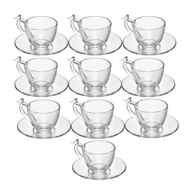 Imagem de Jogo 10 Xícara De Café De Cristal Ecológico Com Pires Bird 80ml Wolff