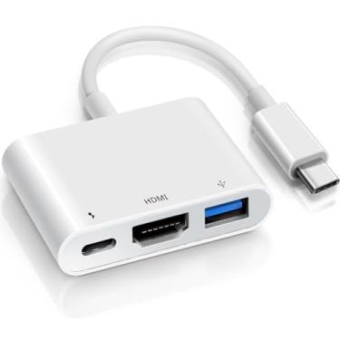 Imagem de vienon Adaptador multiportas USB C para HDMI, hub USB C com saída HDMI 4K, porta USB 3.0 e porta de carregamento rápido USB-C compatível com MacBook Pro, iPad Air, iPhone 15/16