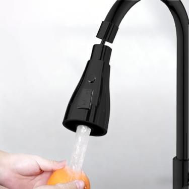 Imagem de Aerador de torneira giratória de 360 graus, pulverizador de três funções para pia de cozinha, bocal de torneira de fácil instalação para a maioria das pias/preto