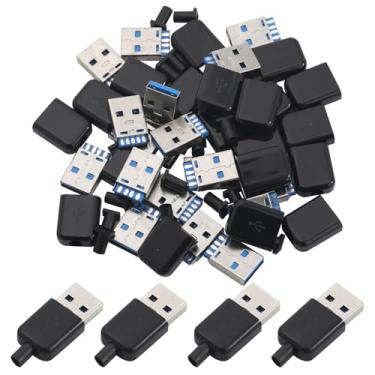 Imagem de Teansic 20 conjuntos de conectores soldados macho USB 3.0, soquete USB 3.0 tipo A com caixa preta para laptop, disco rígido, CDs USB, teclados