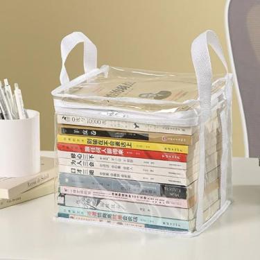 Imagem de Bolsa transparente à prova de poeira com alça portátil, bolsa dobrável com zíper (P, branco)