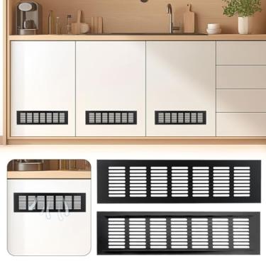 Imagem de WHOIQTME Grade de ventilação de liga de alumínio de 2 peças, tampa de ventilação com persianas com parafusos de montagem, grade de escape retangular com malha para armário de cozinha, sapato