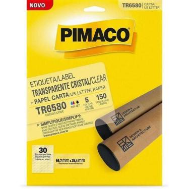 Imagem de Etiqueta Carta Transp Cristal 5Fl 25,4X66,7Mm Cx Com 150 - Pimaco