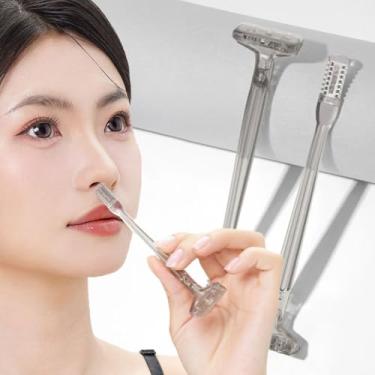 Imagem de 1 pente pente cabeça dupla aparador de pelos do nariz 360 rotação 2 em 1 mulheres homens removedor manual de pelos do nariz ferramentas portáteis seguras, 12,2 x 2,5 x 1,7 cm