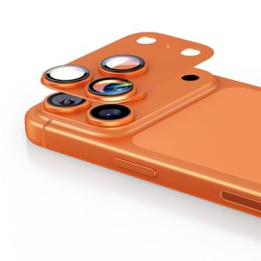 Imagem de KISMER Protetor de lente de câmera para iPhone 17 Pro, grau militar, à prova de estilhaçamento, liga metálica de alumínio, proteção de tela de vidro temperado, laranja