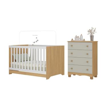 Imagem de Berço Americano 3 em 1 com Cômoda 4 Gavetas Dengo Multimóveis MP4690