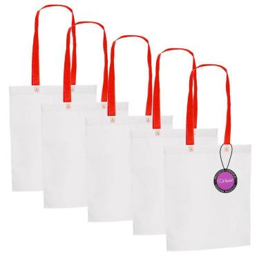 Imagem de Kit 5x Sacola Ecobag em TNT Premium 33x39cm Termo Selado Sisco TopGet