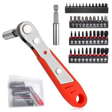 Imagem de LEONTOOL Conjunto de chaves de fenda de catraca 45 em 1, chave catraca de 36 dentes, hexagonal/torx/fenda/Phillips/Pozidriv, chave de fenda de ângulo reto para espaços apertados, multifuncional e