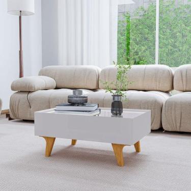 Imagem de Mesa de Centro Decorativa Sena 1 Gaveta com Espelho Off-white - BECHAR