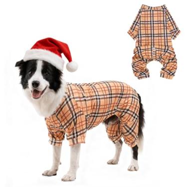 Imagem de SCENEREAL Pijamas para cães pequenos, médios e grandes, meninas, meninos, roupas xadrez clássicas para animais de estimação, casaco de inverno para filhotes, macacão macio para cachorros, pijamas para