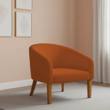 Imagem de Poltrona Sala Decorativa Stella Pé Madeira Trapézio Castanho Bouclê D03 - D'rossi Terracota