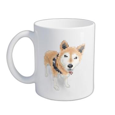 Imagem de Caneca Xícara de Café Porcelana 300ml com Desenho de Pixel Art de Cachorro Fofo