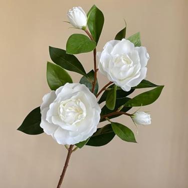 Imagem de Ramo de Flor Gardenia Artificial Simples Falsa Realista Decoração Casa Sala Estar Quarto Mesa Jantar Acessório Decorativo Props Fotografia Beleza Duradoura