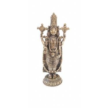 Imagem de Brass Standing Tirupati Balaji Idol | 6.5" inches Lord Venkateswara Brass Statue Figurine for Worship & Décor | Symbol of Wealth and Devotion (Weight- 310gm)