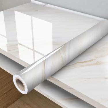 Imagem de Papel de Parede Adesivo para Cozinha Lavável Resistente a Altas Temperaturas(Rolo de 3 Metros,Mármore Requinte)