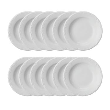 Imagem de Jogo 12 Pratos Fundos Pomerode Brancos 24 cm Porcelana Schmidt