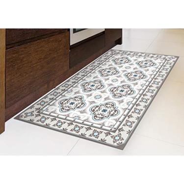 Imagem de IRI-GIRI Tapete de vinil para cozinha decorativo linóleo PVC piso de azulejo, colorido, durável, antiderrapante, lavável à mão e protege pisos 99,8 cm x 59,9 cm, Toscana 253